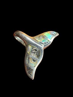 925 Silver Abalone Inlay Whale Tail Pendant